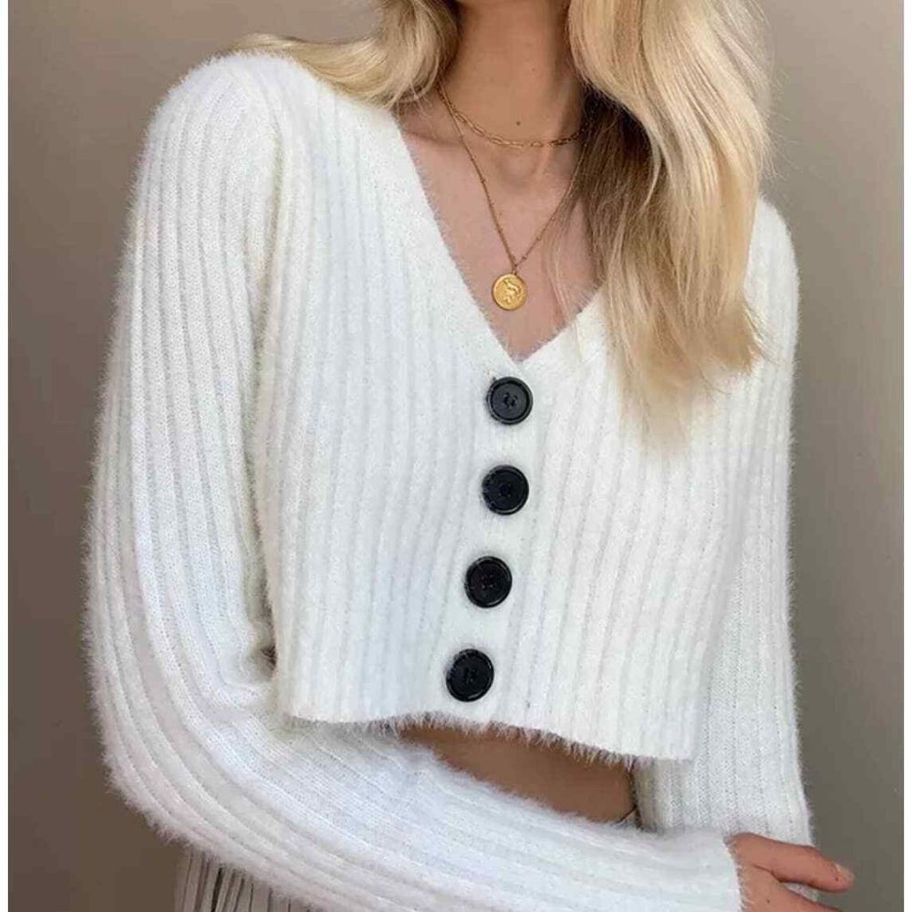 Urban Outfitters Rochelle Fuzzy Cropped Cardigan